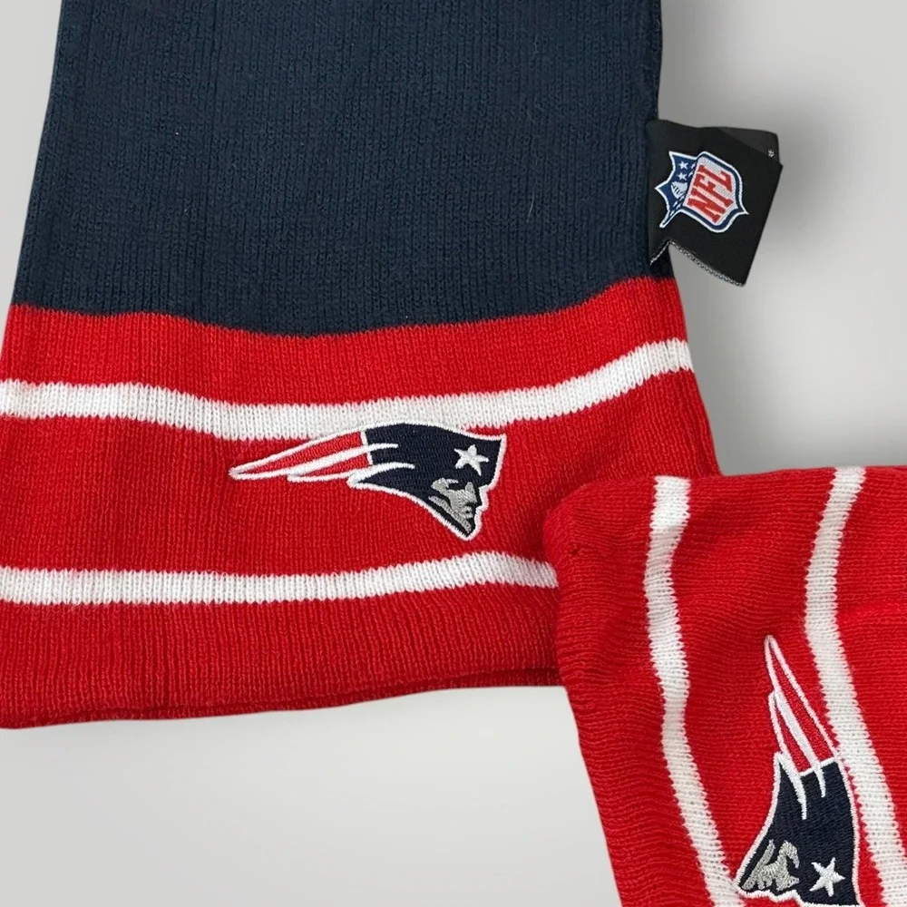 New‎ England Patriots NFL Winter Scarf Blue Red Football Fan One Size